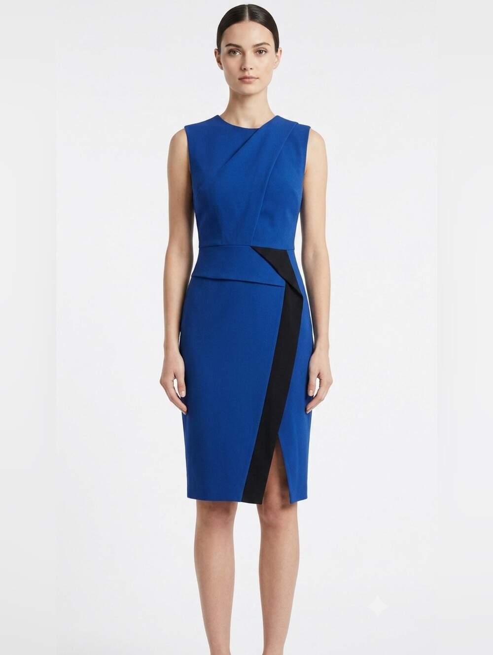 New Sportmax (Max Mara) Sleeveless Royal Blue Sheath Dress with Black Accent